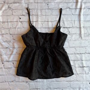 Black Eyelet Top New NWT Cami Dark Romantic POÉSELLE Medium 38/6 Camisole